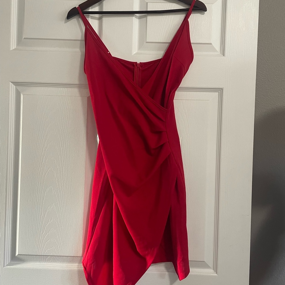 Elegant Red Draped Dress